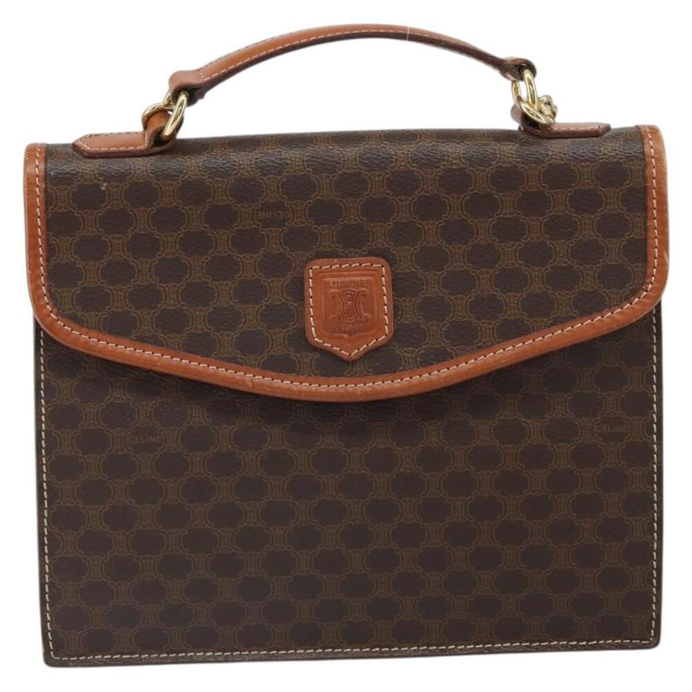 CELINE Macadam Canvas Hand Bag PVC Leather 2way Brown Gold Auth BA9343 - Picture 13 of 16